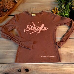 Bass Pro  100% cotton T-shirt, “single during hunting season” brown pink…